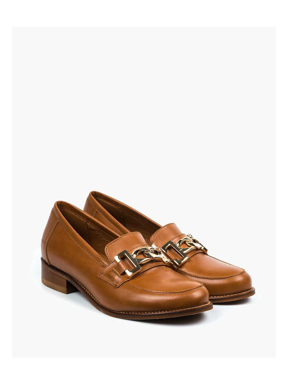 Rude mokasyny damskie skórzane