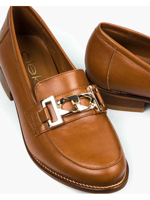 Rude mokasyny damskie skórzane