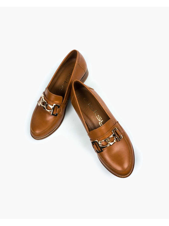 Rude mokasyny damskie skórzane