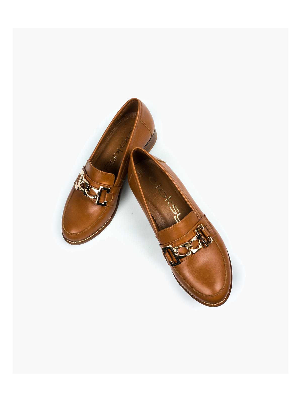 Rude mokasyny damskie skórzane