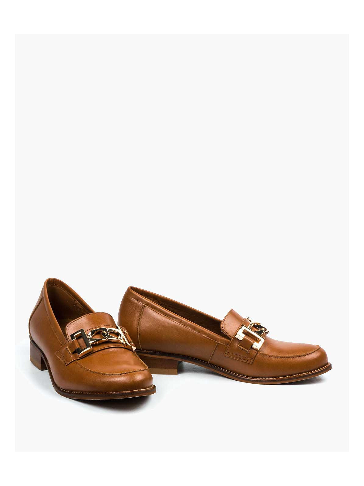 Rude mokasyny damskie skórzane