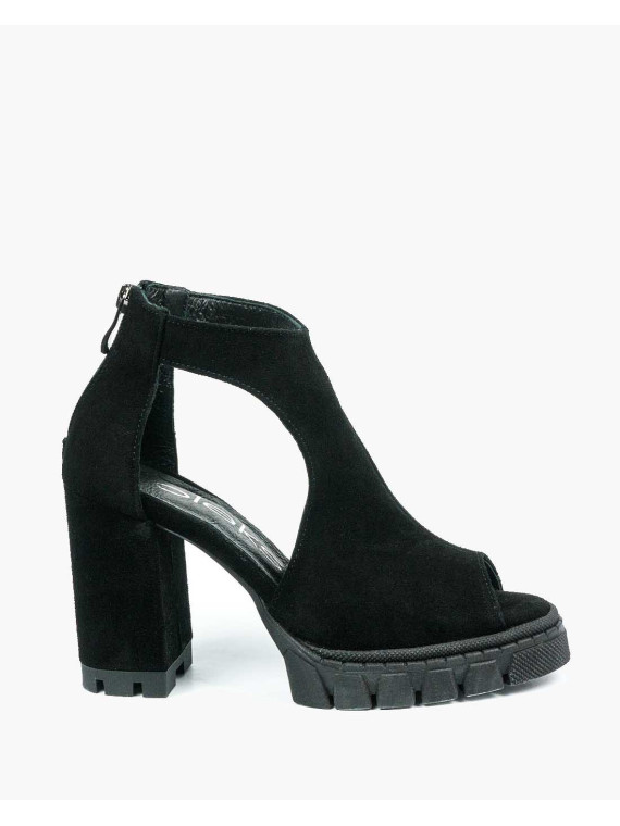 Czarne sandały damskie skórzane