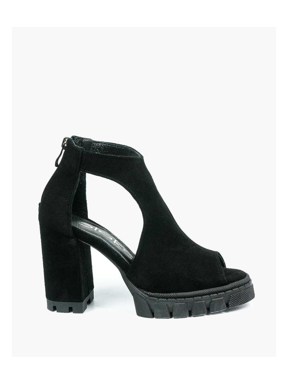 Czarne sandały damskie skórzane