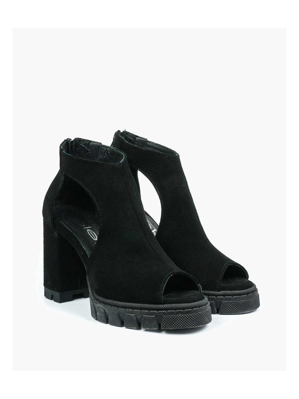 Czarne sandały damskie skórzane