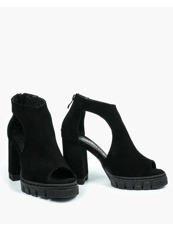 Czarne sandały damskie skórzane