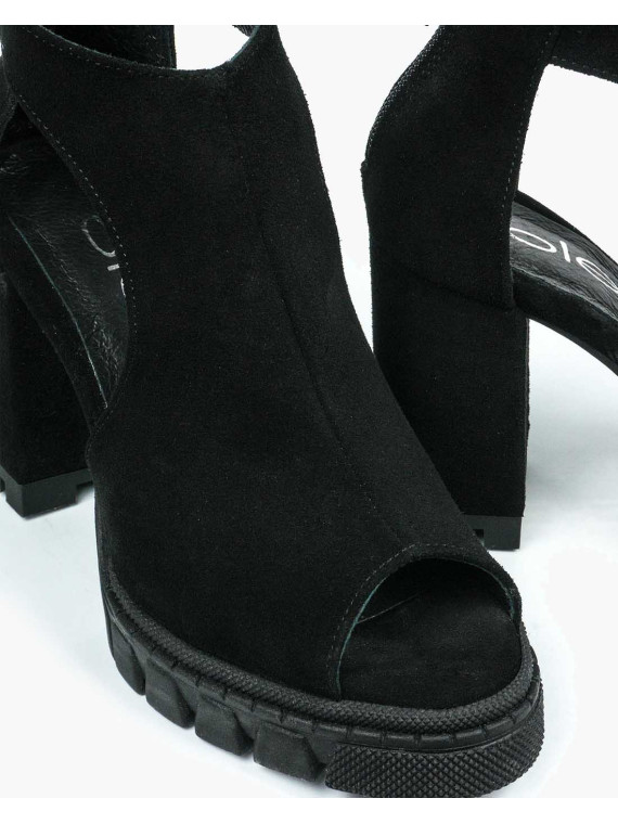 Czarne sandały damskie skórzane