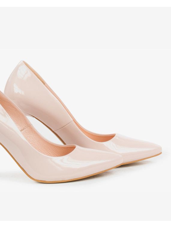 Czółenka różowe damskie skórzane