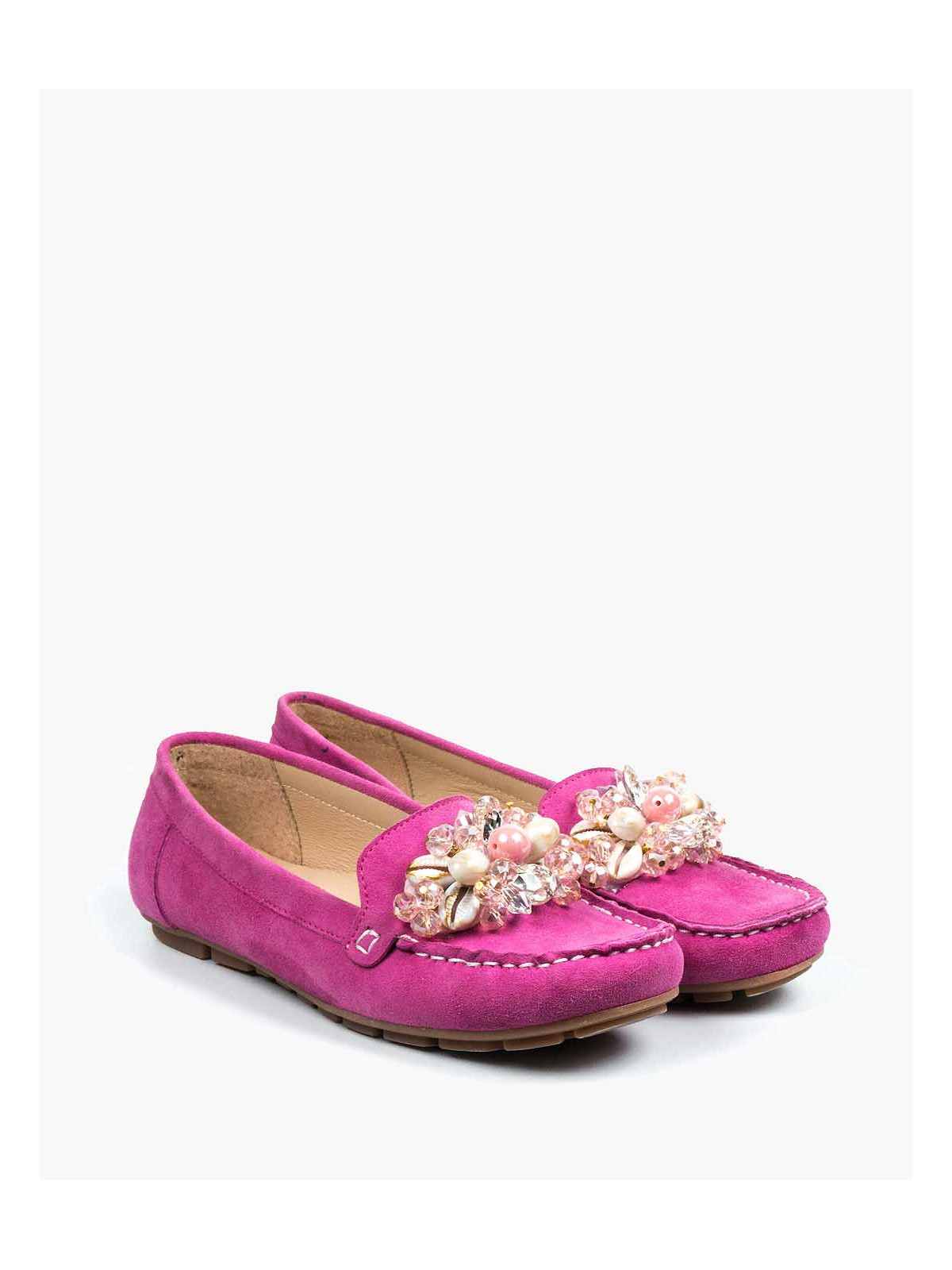 Różowe mokasyny damskie skórzane