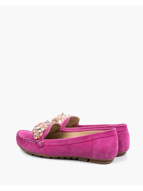 Różowe mokasyny damskie skórzane