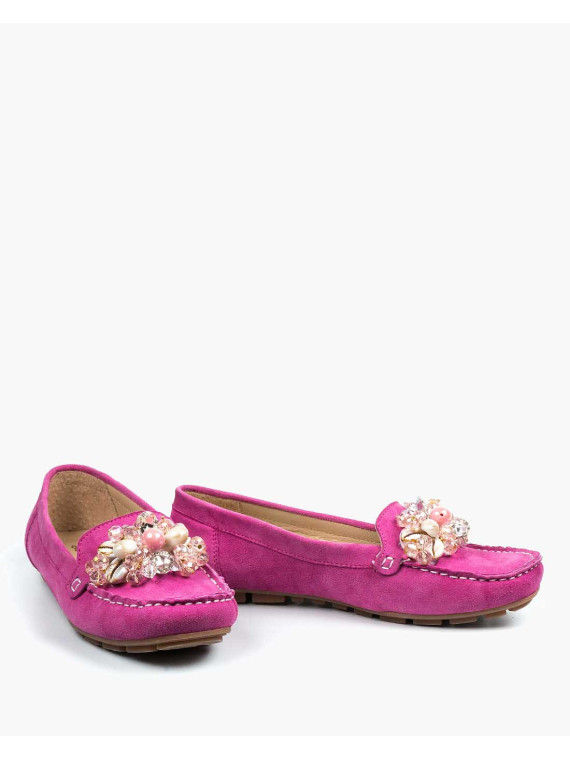 Różowe mokasyny damskie skórzane