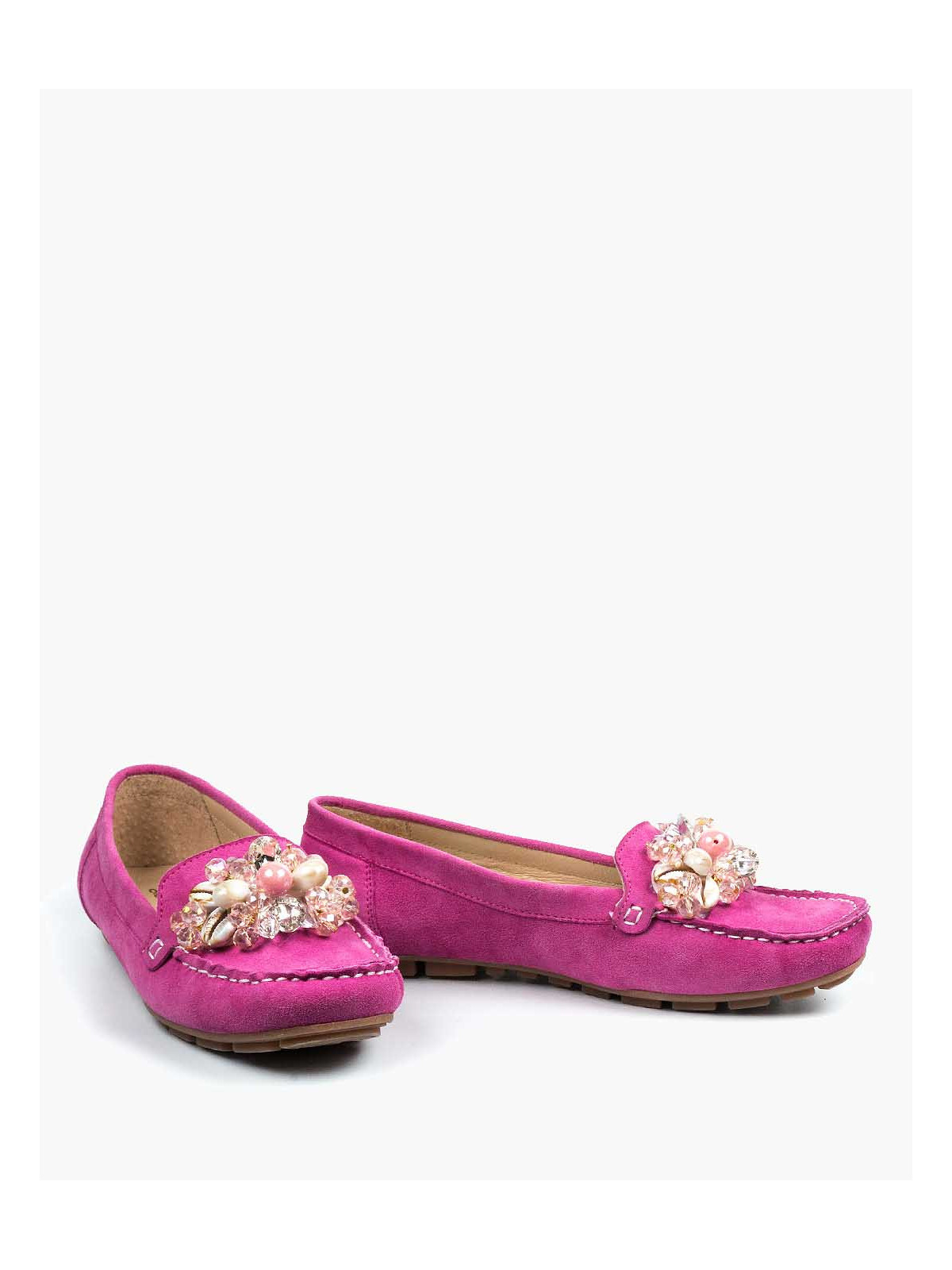 Różowe mokasyny damskie skórzane