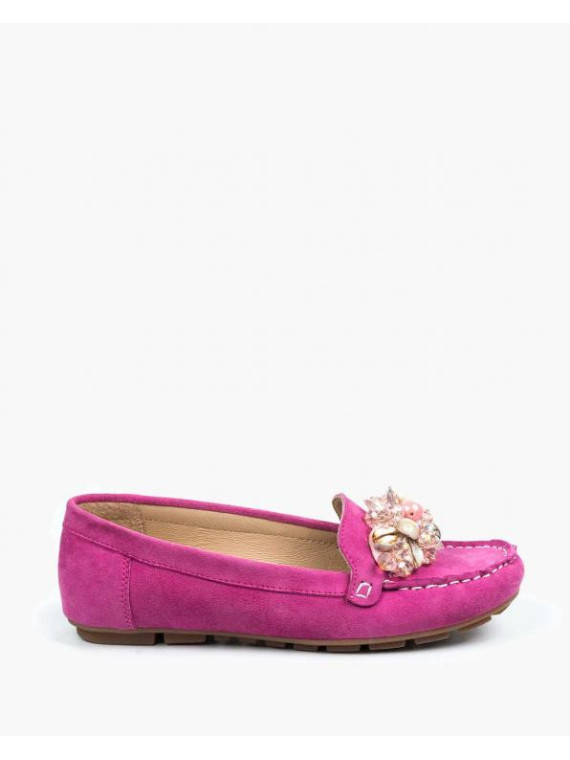 Różowe mokasyny damskie skórzane