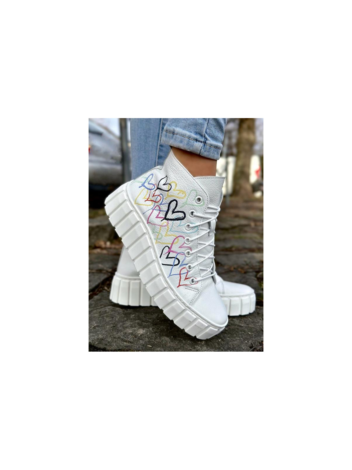 Białe trampki damskie skórzane