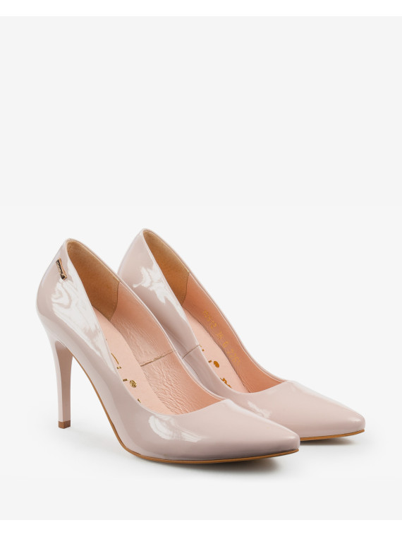 Czółenka różowe damskie skórzane