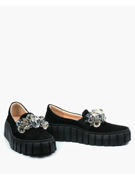 Czarne półbuty damskie skórzane