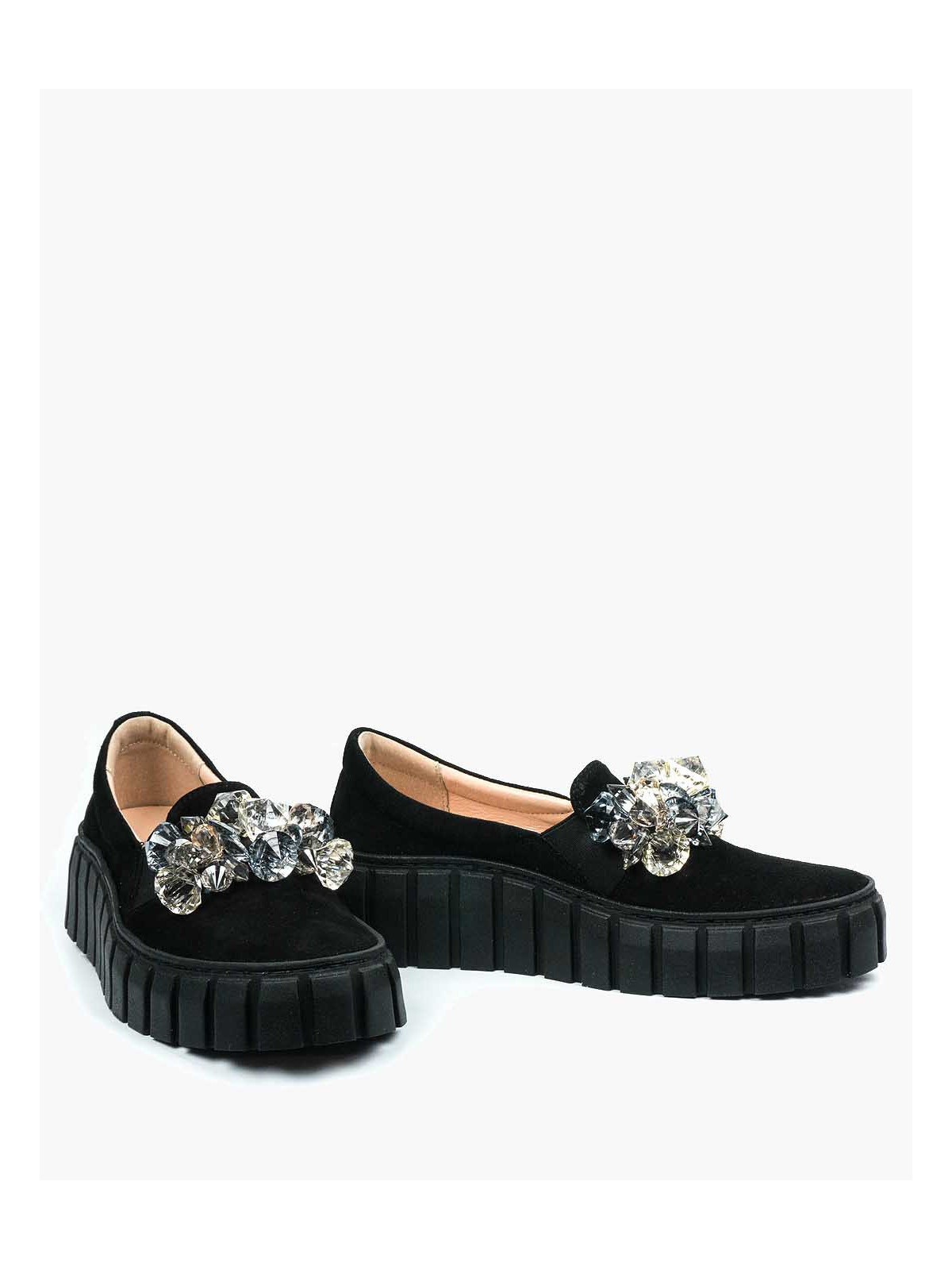 Czarne półbuty damskie skórzane