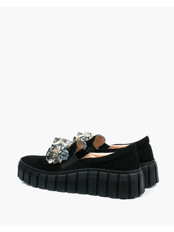 Czarne półbuty damskie skórzane