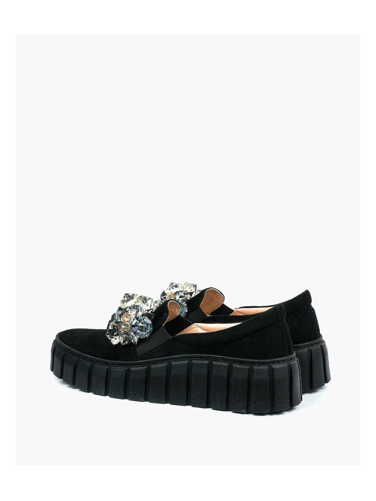 Czarne półbuty damskie skórzane