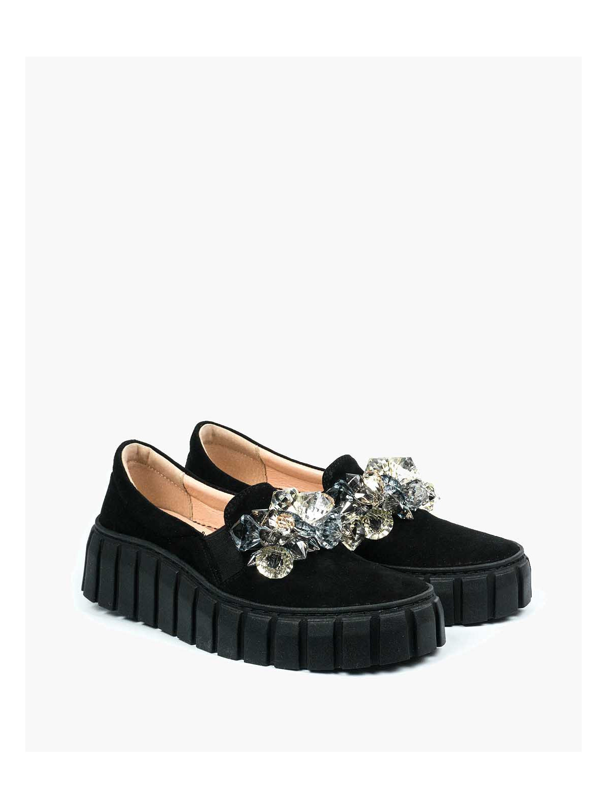 Czarne półbuty damskie skórzane