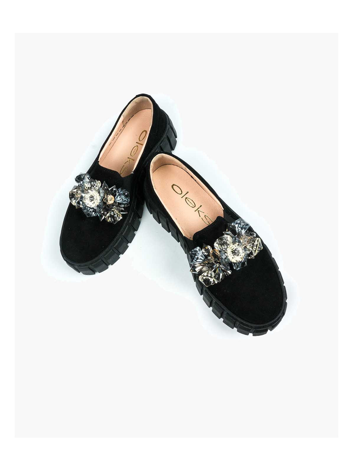 Czarne półbuty damskie skórzane