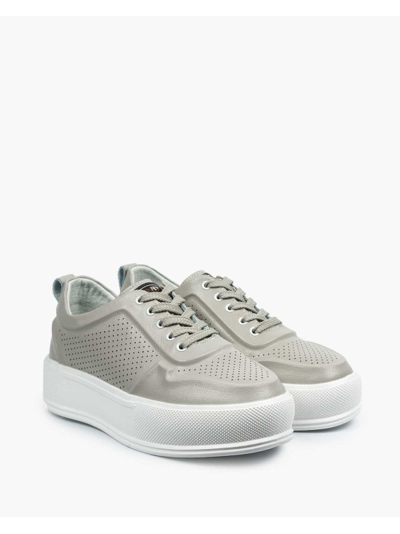 Szare trampki damskie skórzane