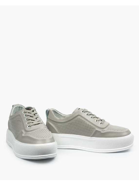 Szare trampki damskie skórzane