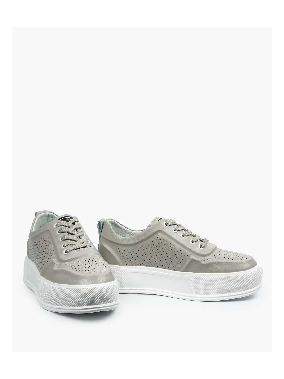 Szare trampki damskie skórzane