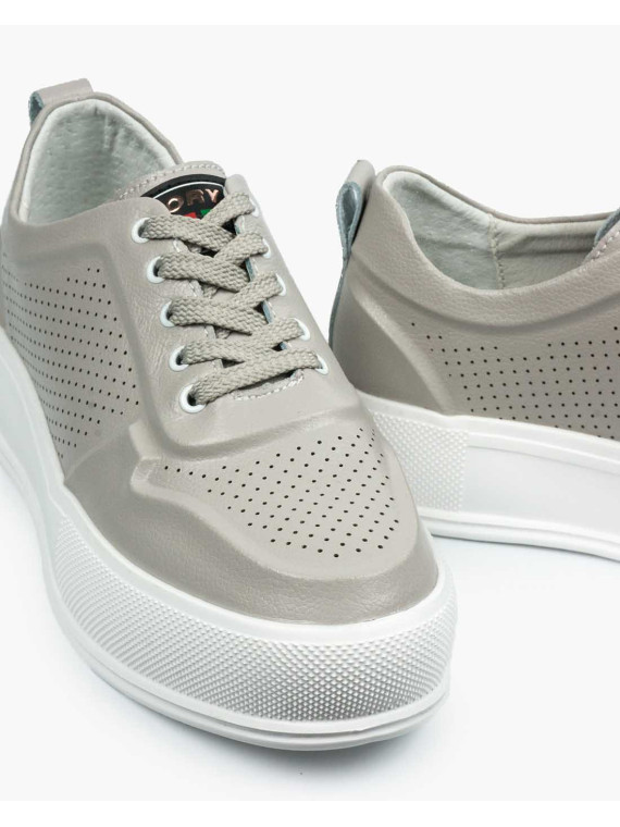 Szare trampki damskie skórzane