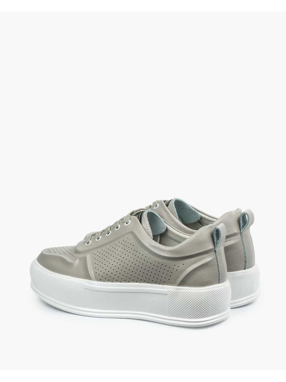 Szare trampki damskie skórzane