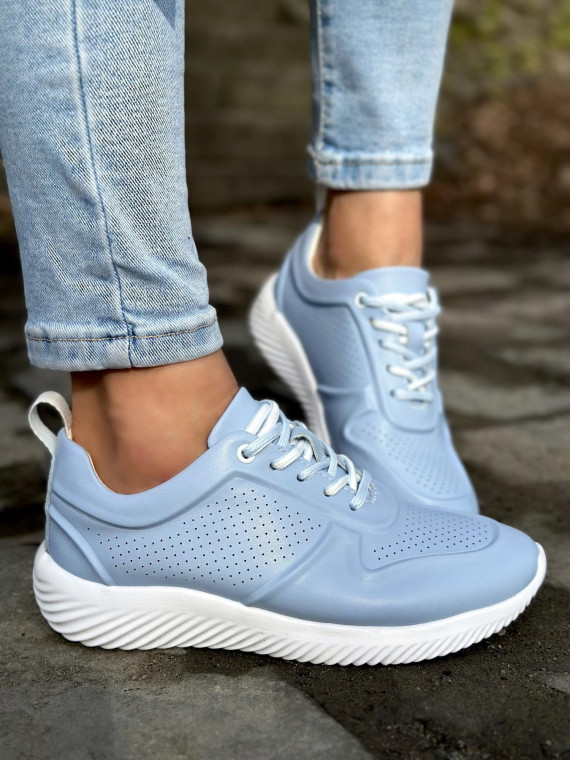 Niebieskie sneakersy damskie skórzane