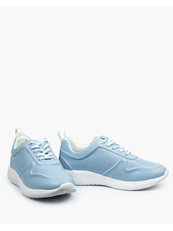 Niebieskie sneakersy damskie skórzane