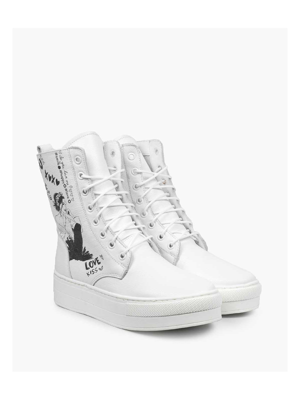 Białe trampki damskie skórzane