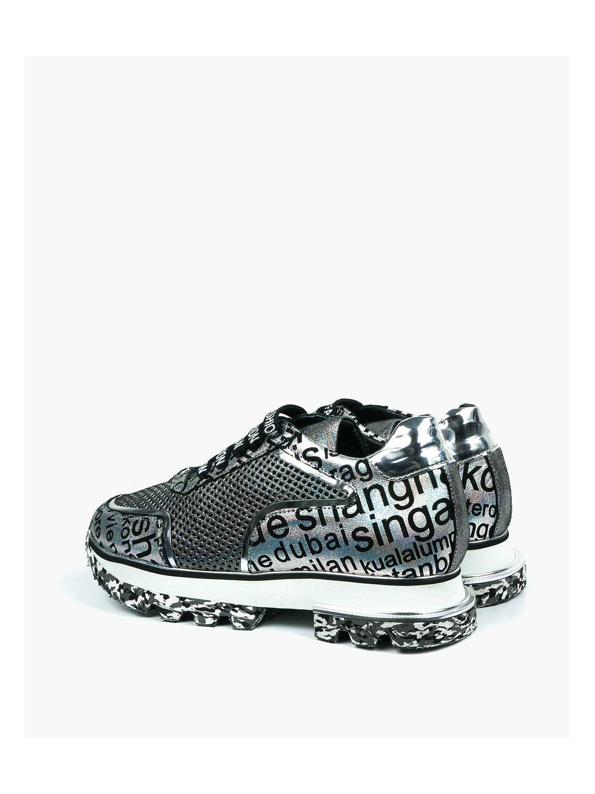 Srebrne sneakersy damskie skórzane