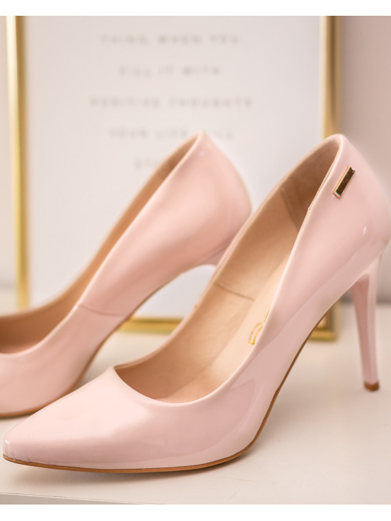 Czółenka różowe damskie skórzane