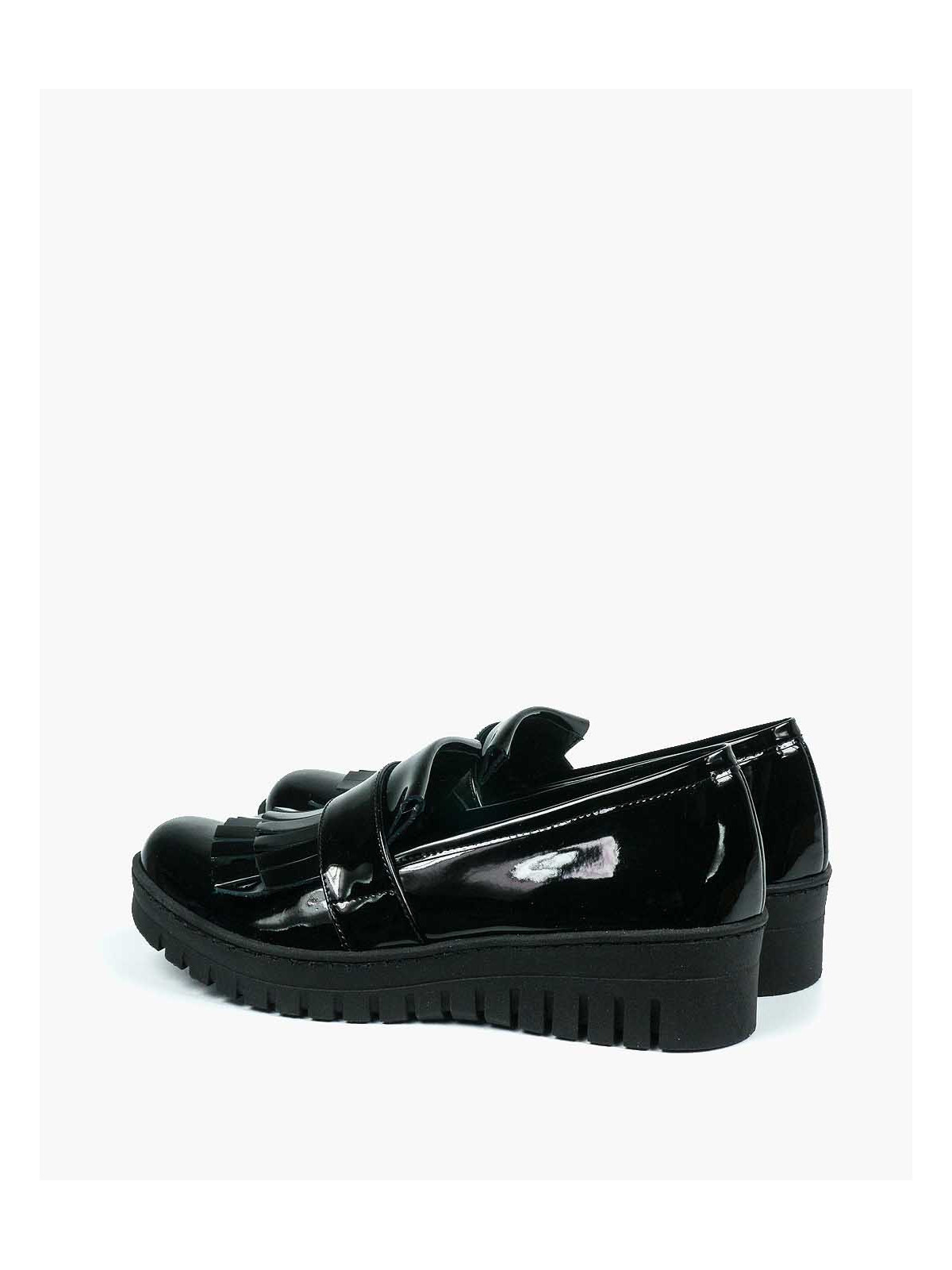 Czarne półbuty damskie skórzane