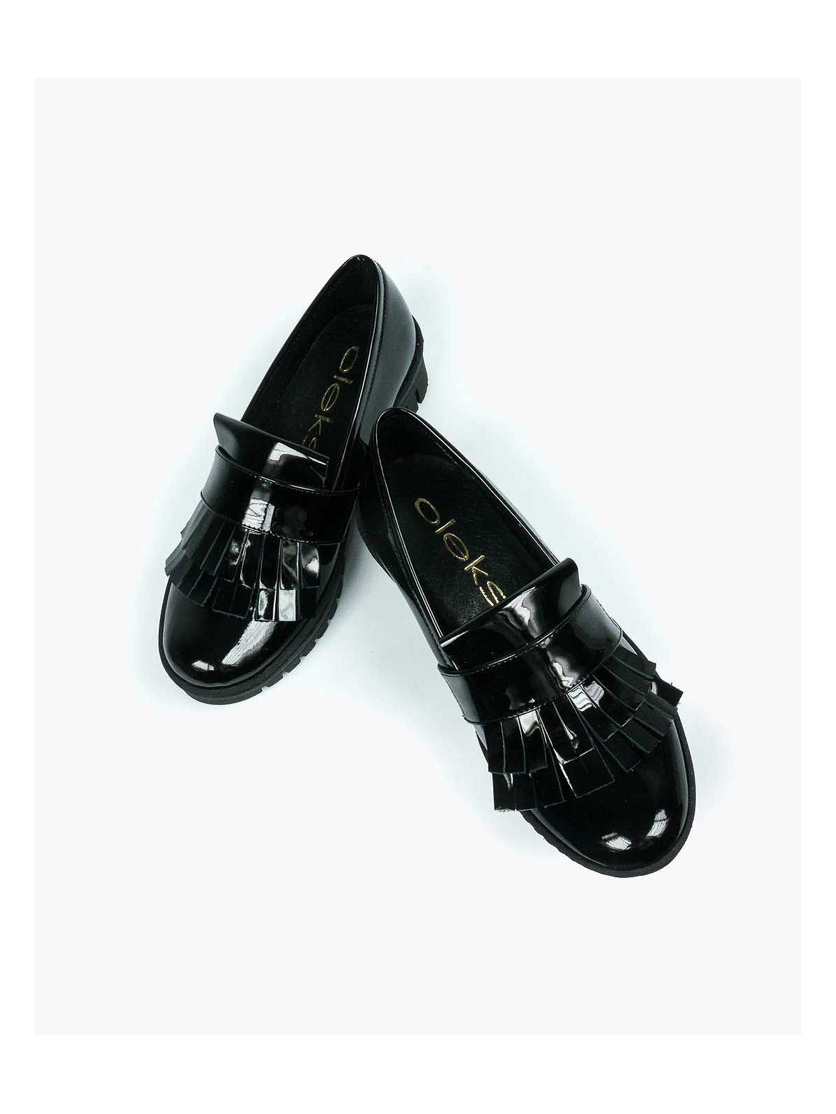 Czarne półbuty damskie skórzane