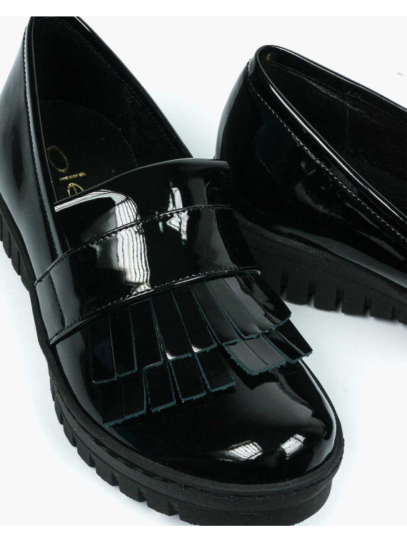 Czarne półbuty damskie skórzane