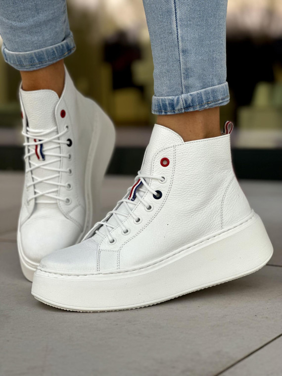 Białe trampki damskie skórzane