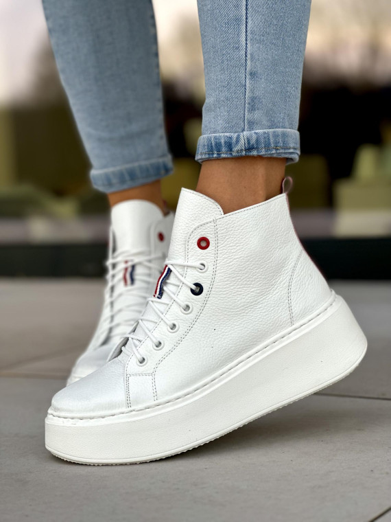 Białe trampki damskie skórzane