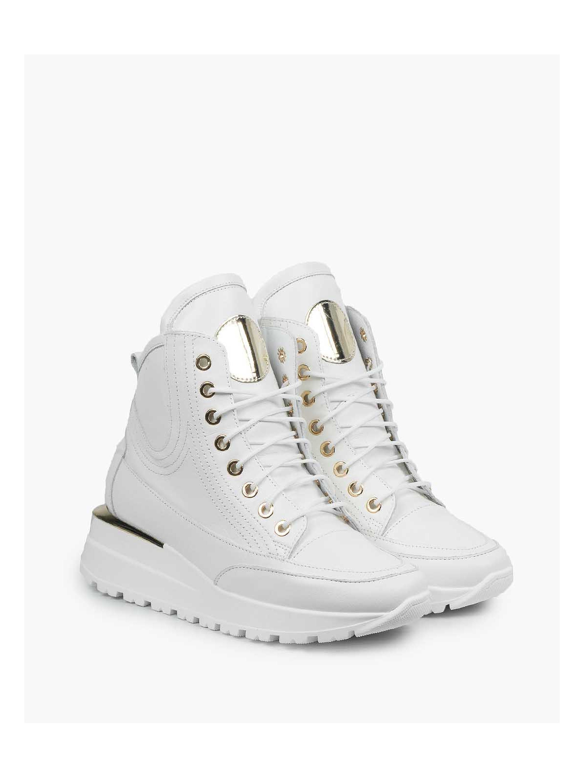 Białe sneakersy damskie skórzane