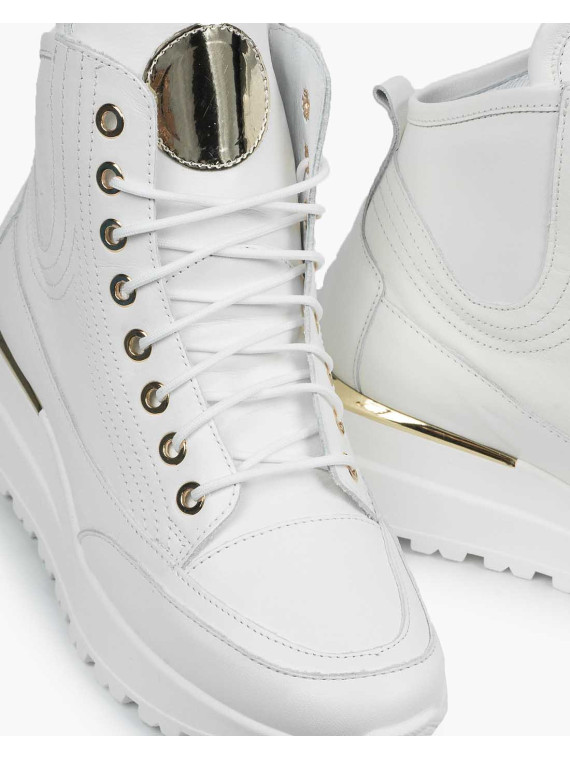 Białe sneakersy damskie skórzane