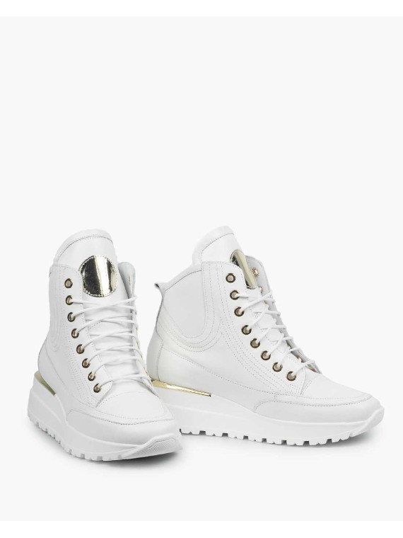 Białe sneakersy damskie skórzane