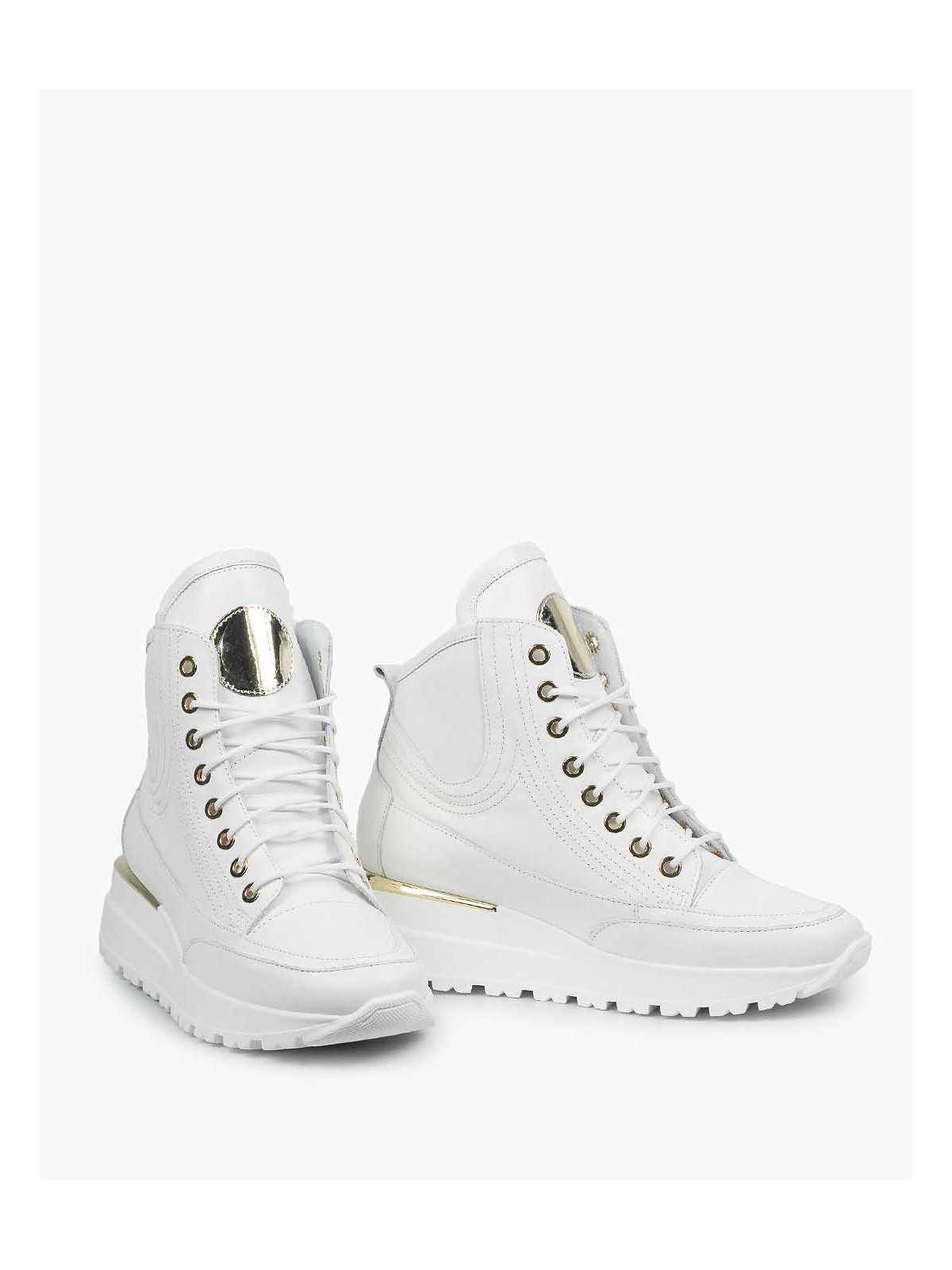 Białe sneakersy damskie skórzane