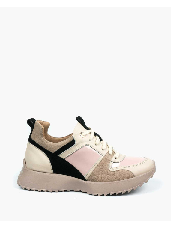 Beżowe sneakersy damskie skórzane