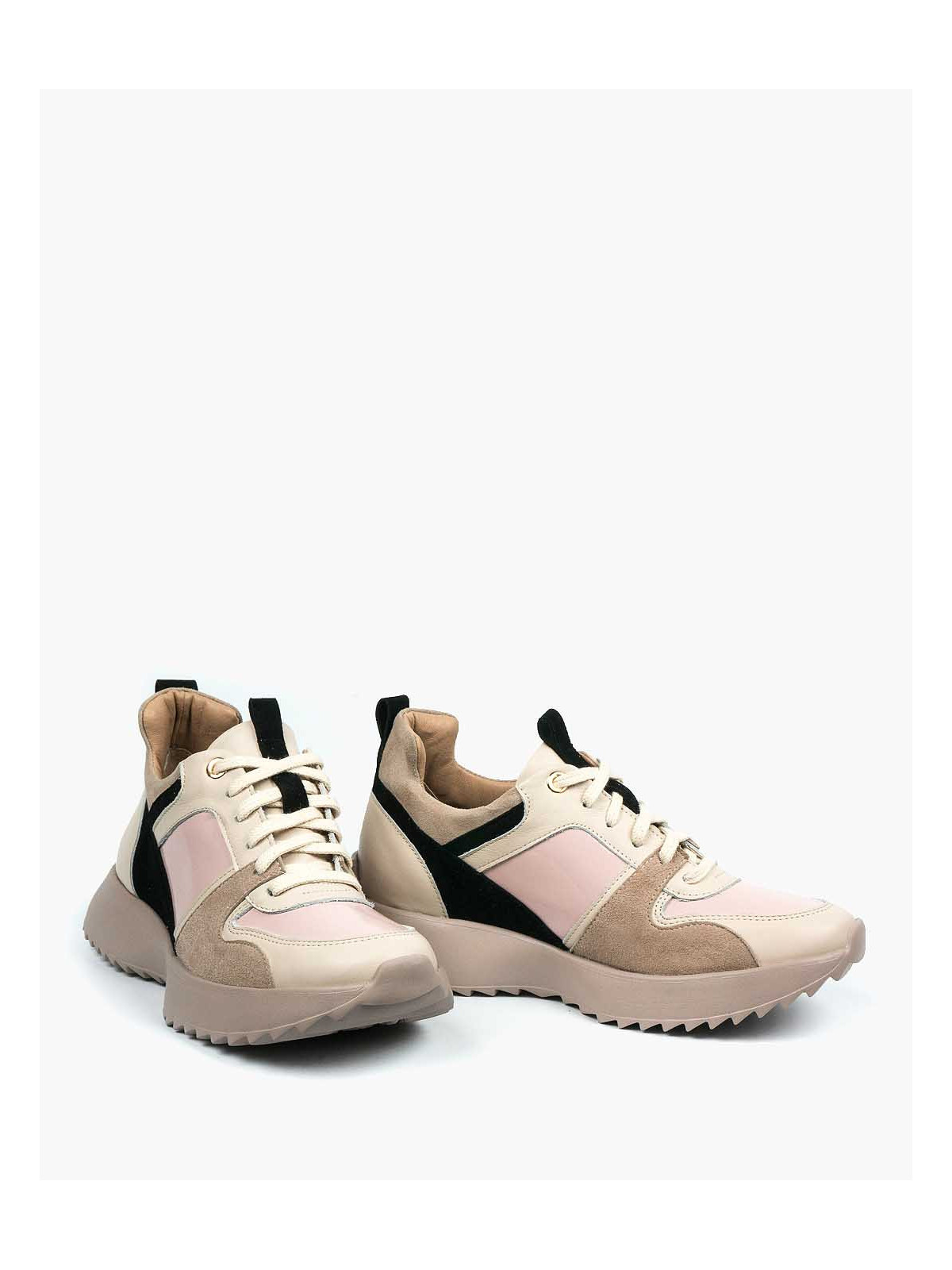 Beżowe sneakersy damskie skórzane