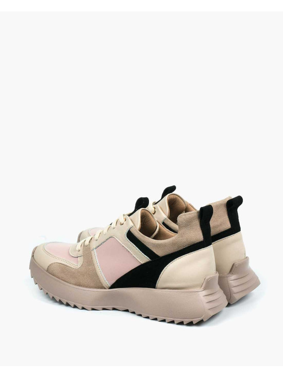 Beżowe sneakersy damskie skórzane