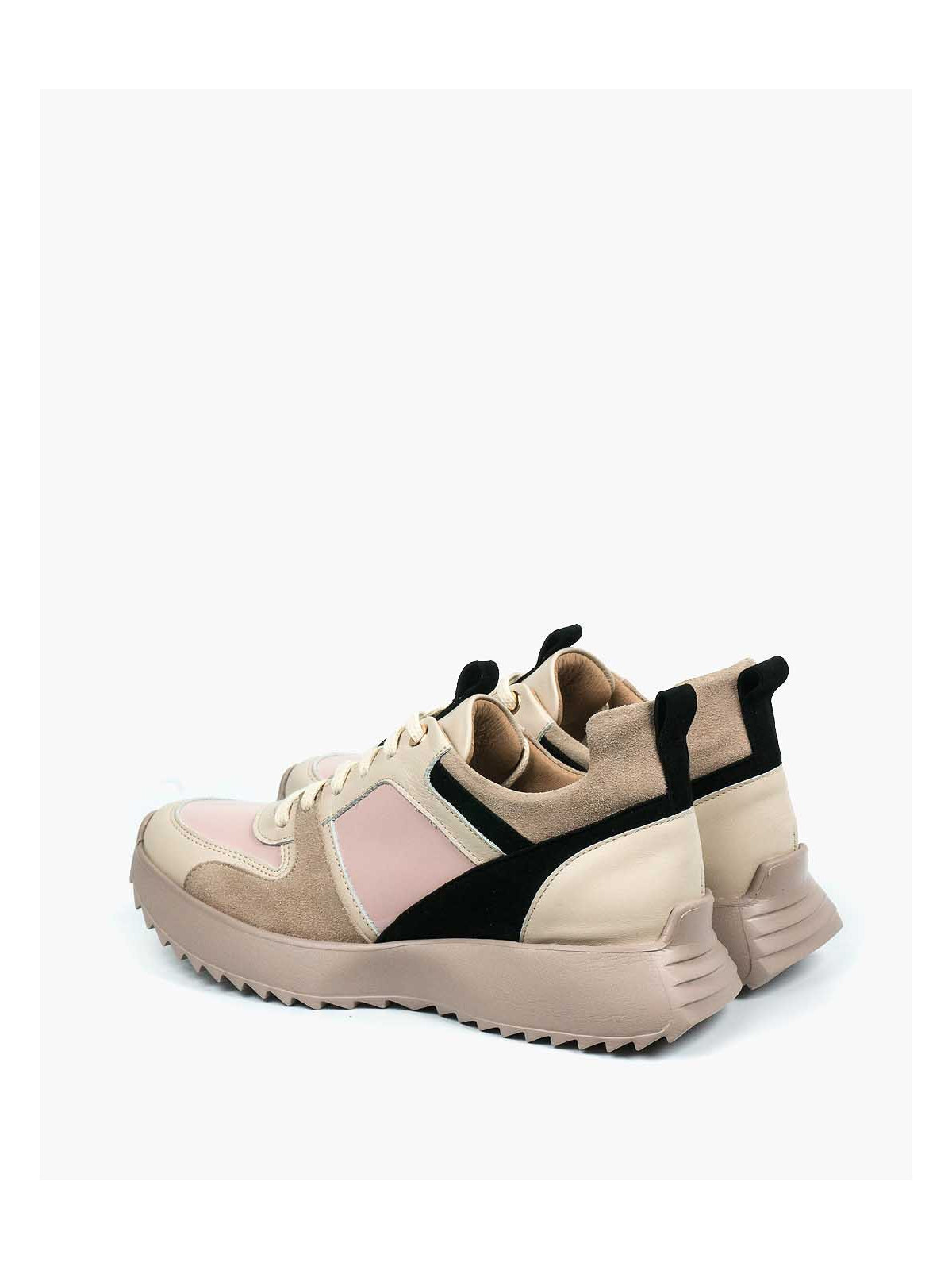 Beżowe sneakersy damskie skórzane