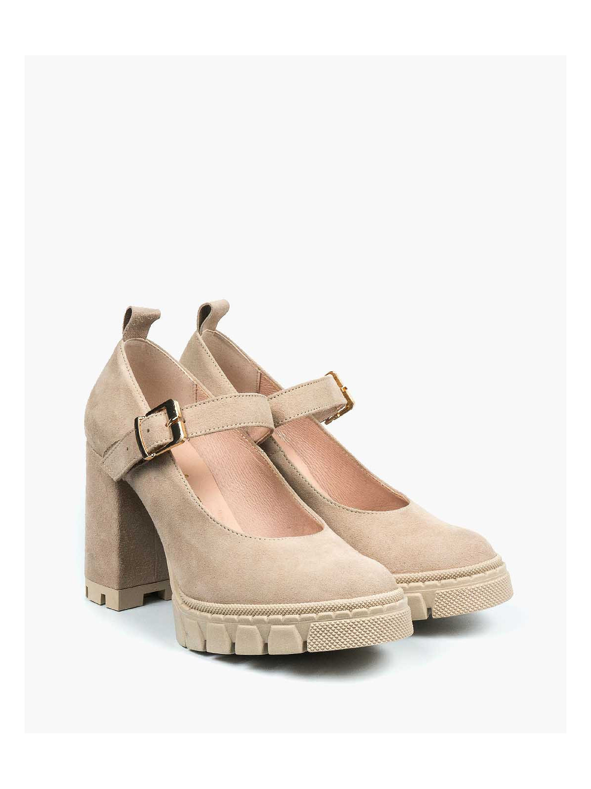 Beżowe półbuty damskie skórzane