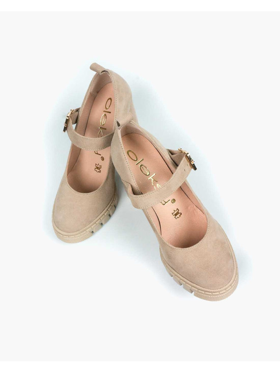 Beżowe półbuty damskie skórzane