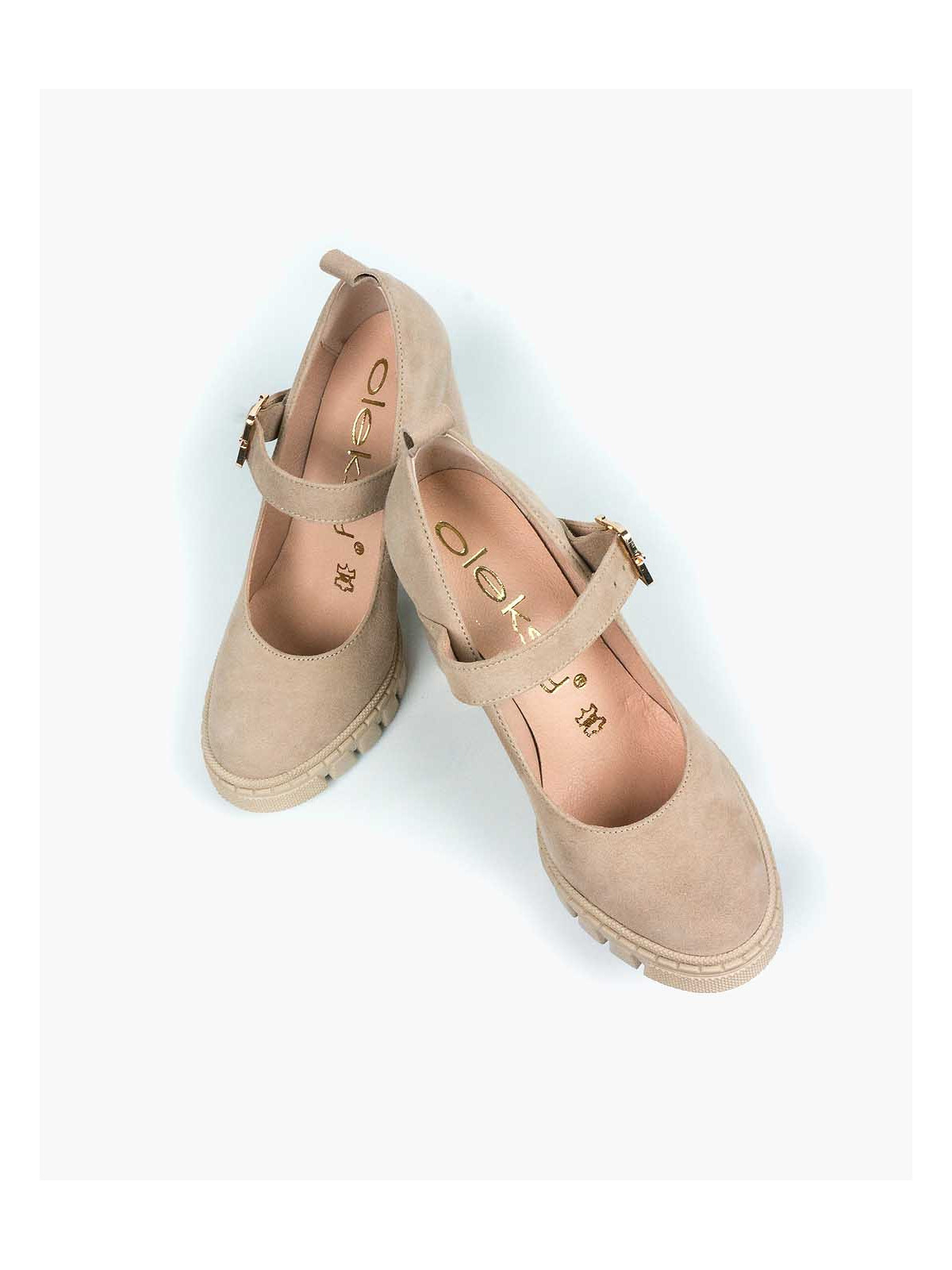 Beżowe półbuty damskie skórzane